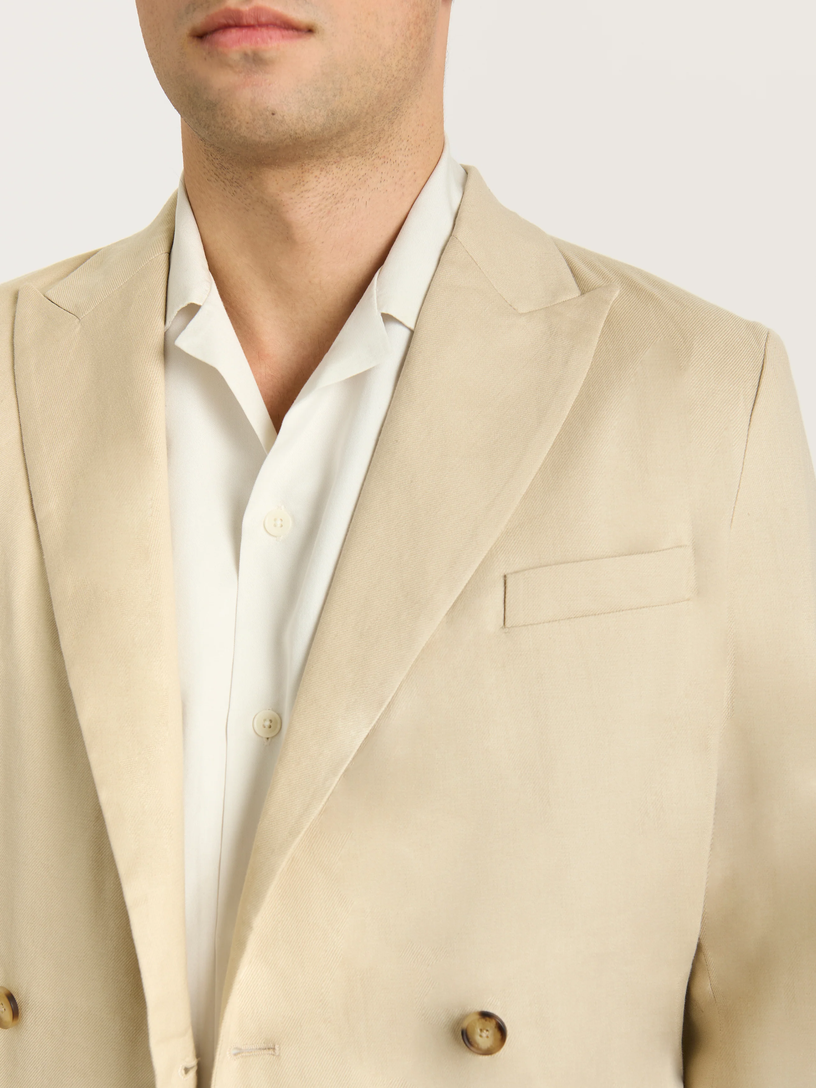 The Double Breasted Blazer || Sand | Linen - Image 3
