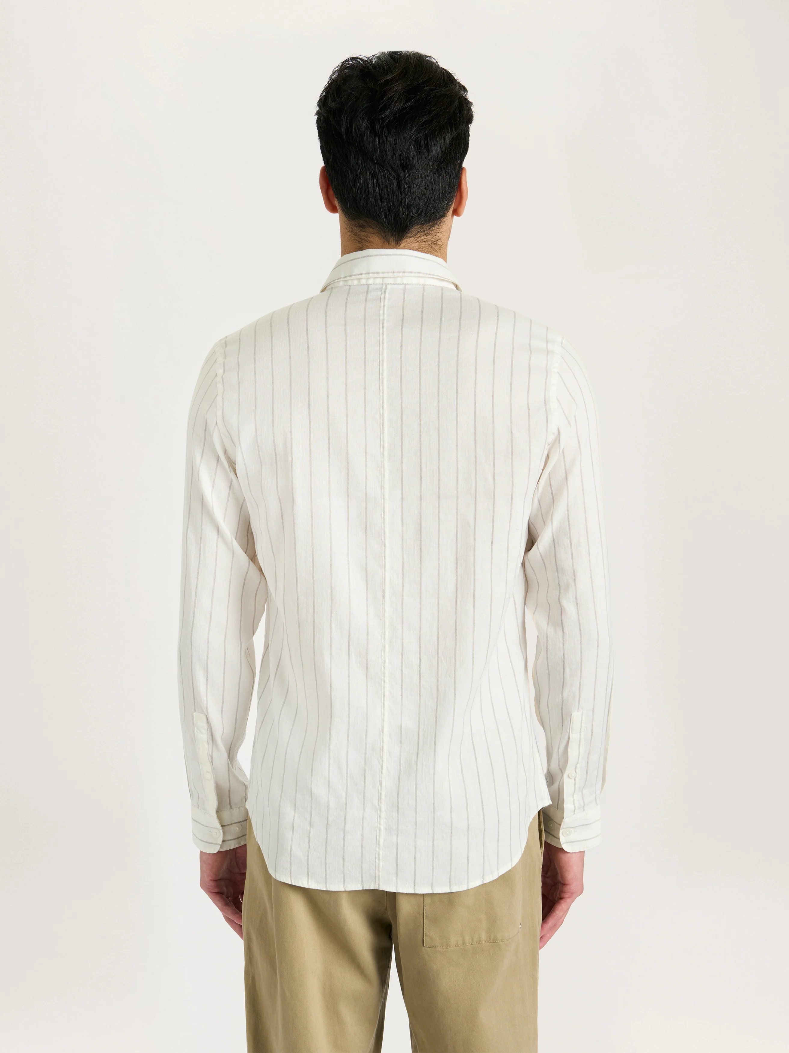 The All Day Shirt Linen Collared || Ecru Stripe | Linen - Image 5