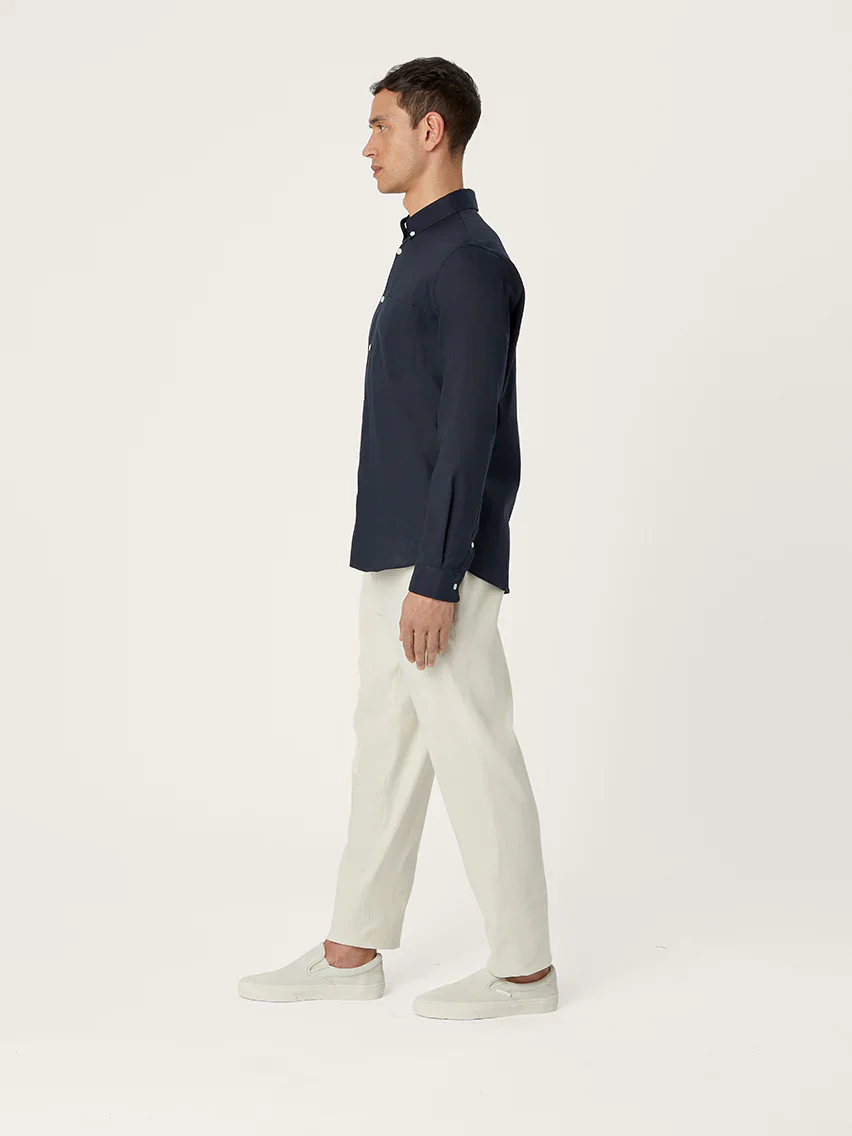 The All Day Shirt Linen Collared || Navy | Linen - Image 3