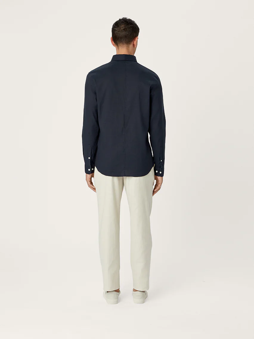 The All Day Shirt Linen Collared || Navy | Linen - Image 4
