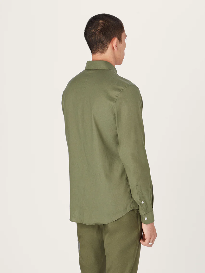 The All Day Shirt Linen Collared || Olive | Linen - Image 6