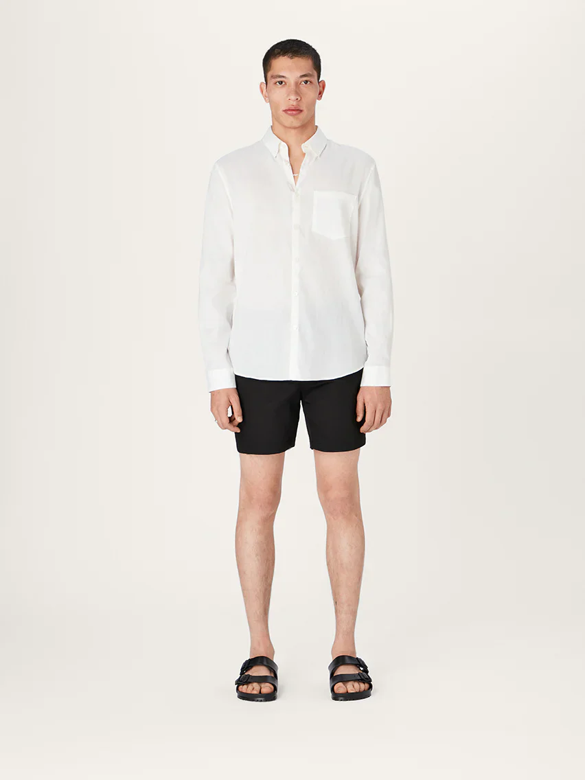 The All Day Shirt Linen Collared || White | Linen - Image 3