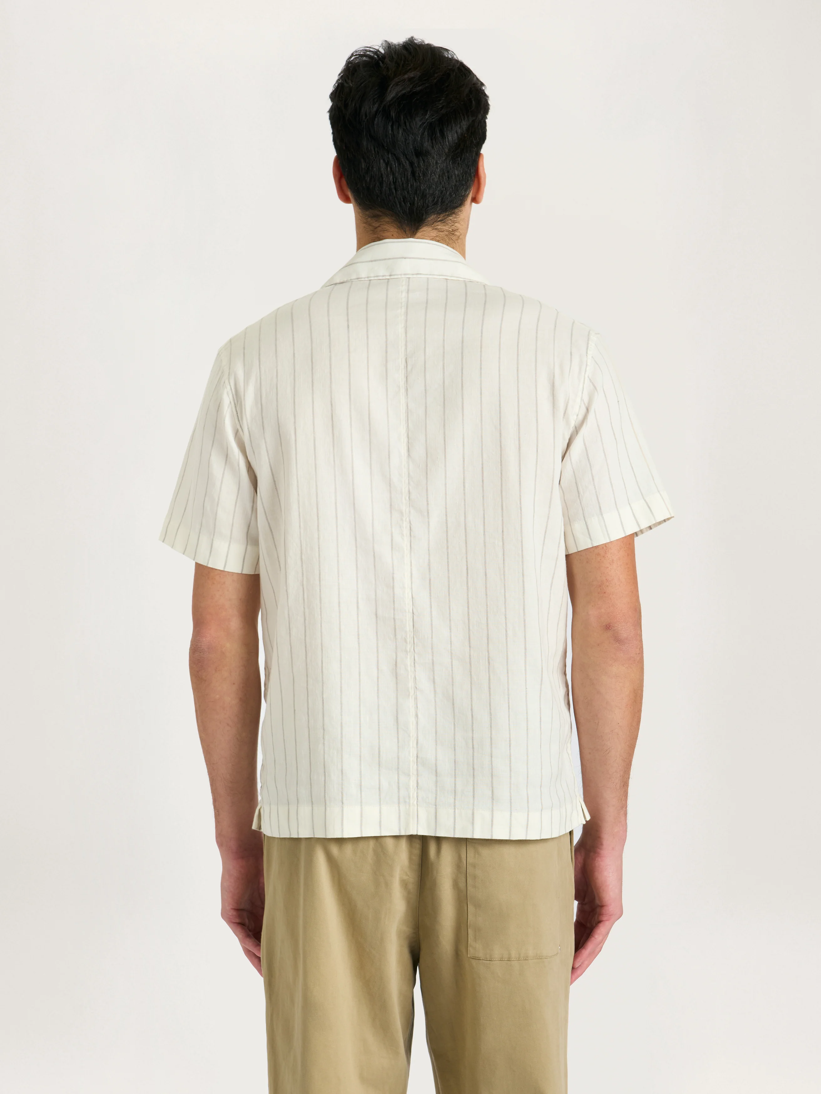 The Lido Stripe Cuban Collar Shirt || Ecru | Linen - Image 4