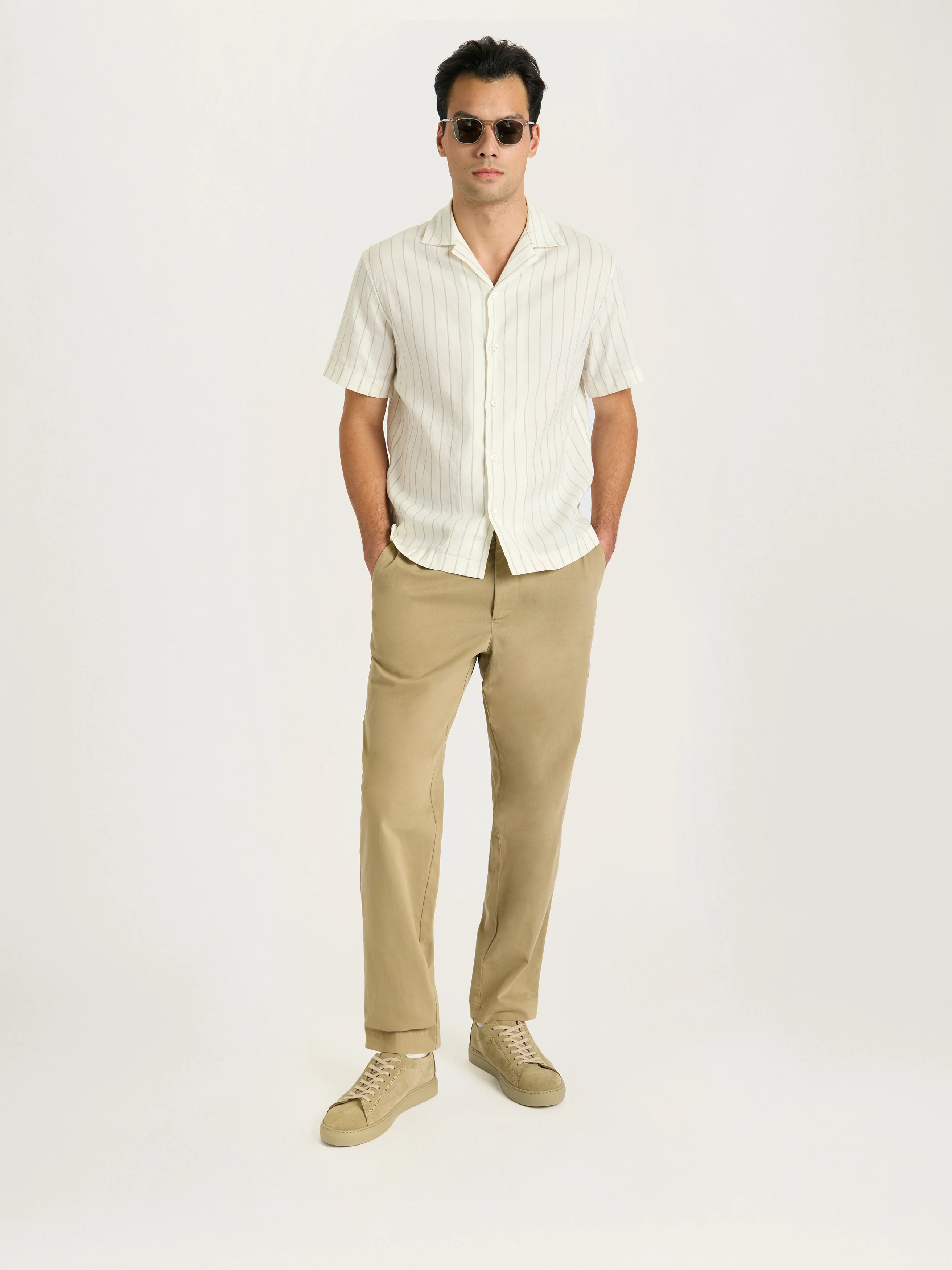 The Lido Stripe Cuban Collar Shirt || Ecru | Linen - Image 5