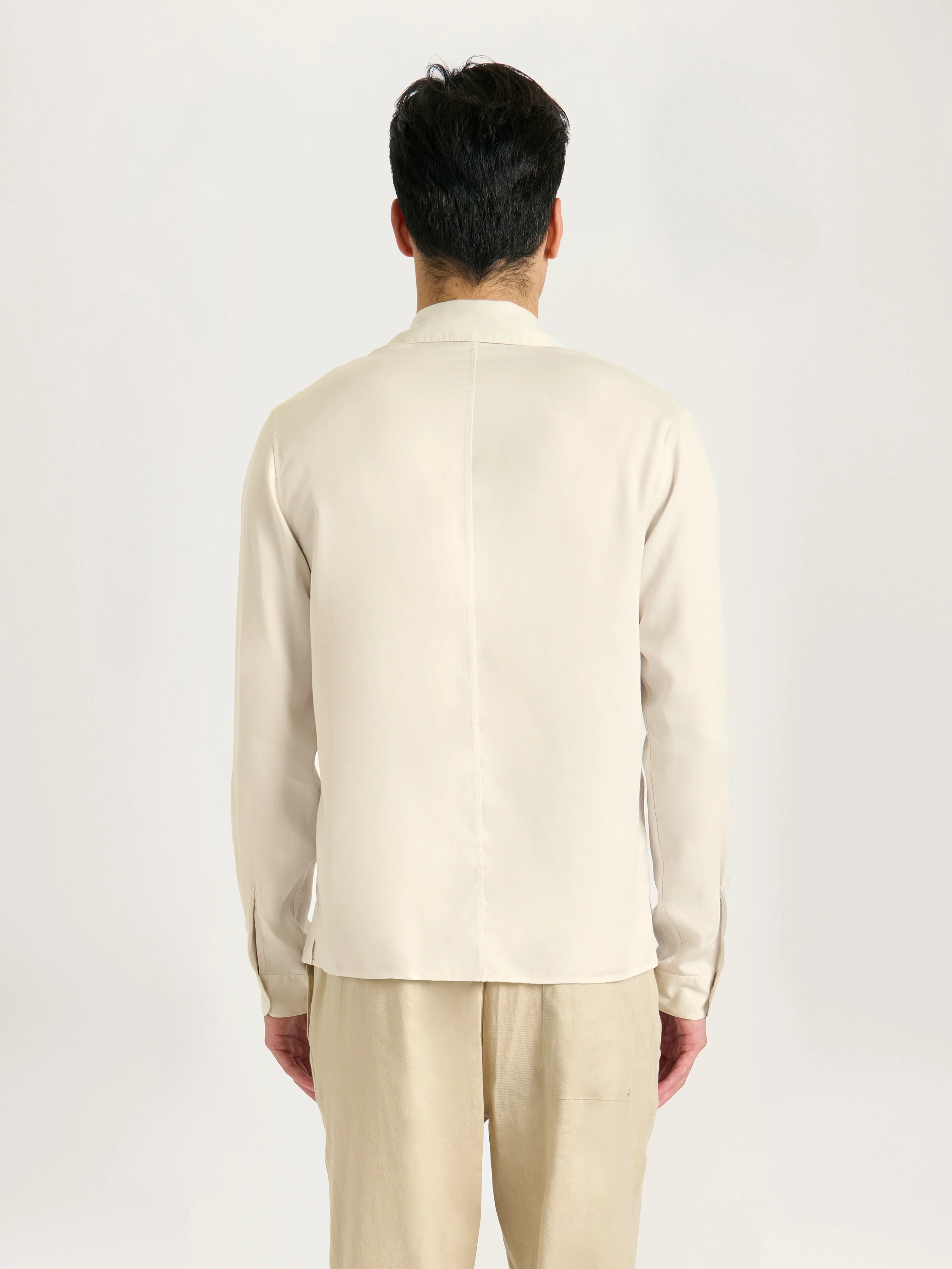 The Long Sleeve Cuban Collar Shirt || Natural | Tencel™ Lyocell - Image 3