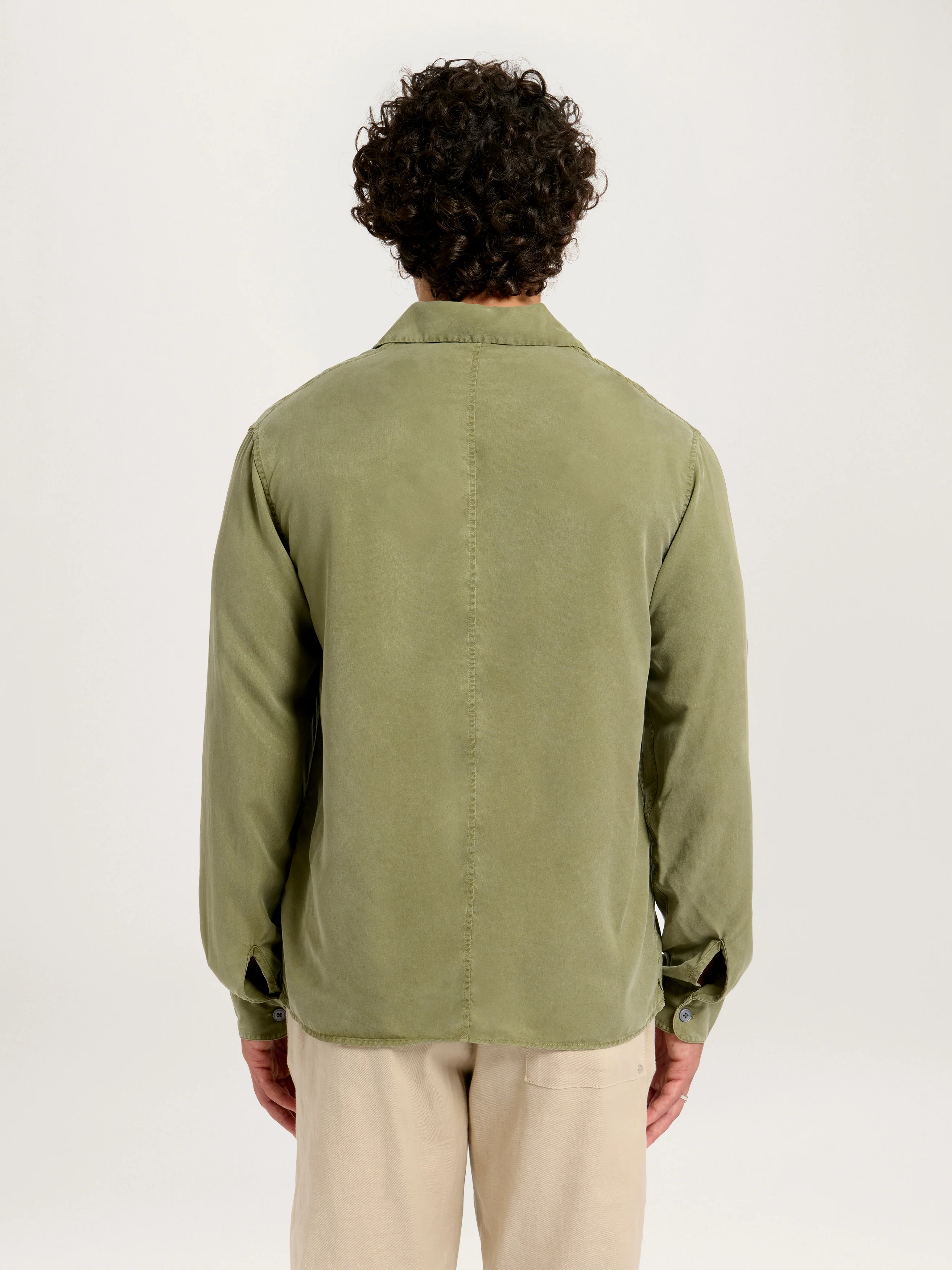 The Long Sleeve Cuban Collar Shirt || Washed Khaki | Tencel™ Lyocell - Image 3