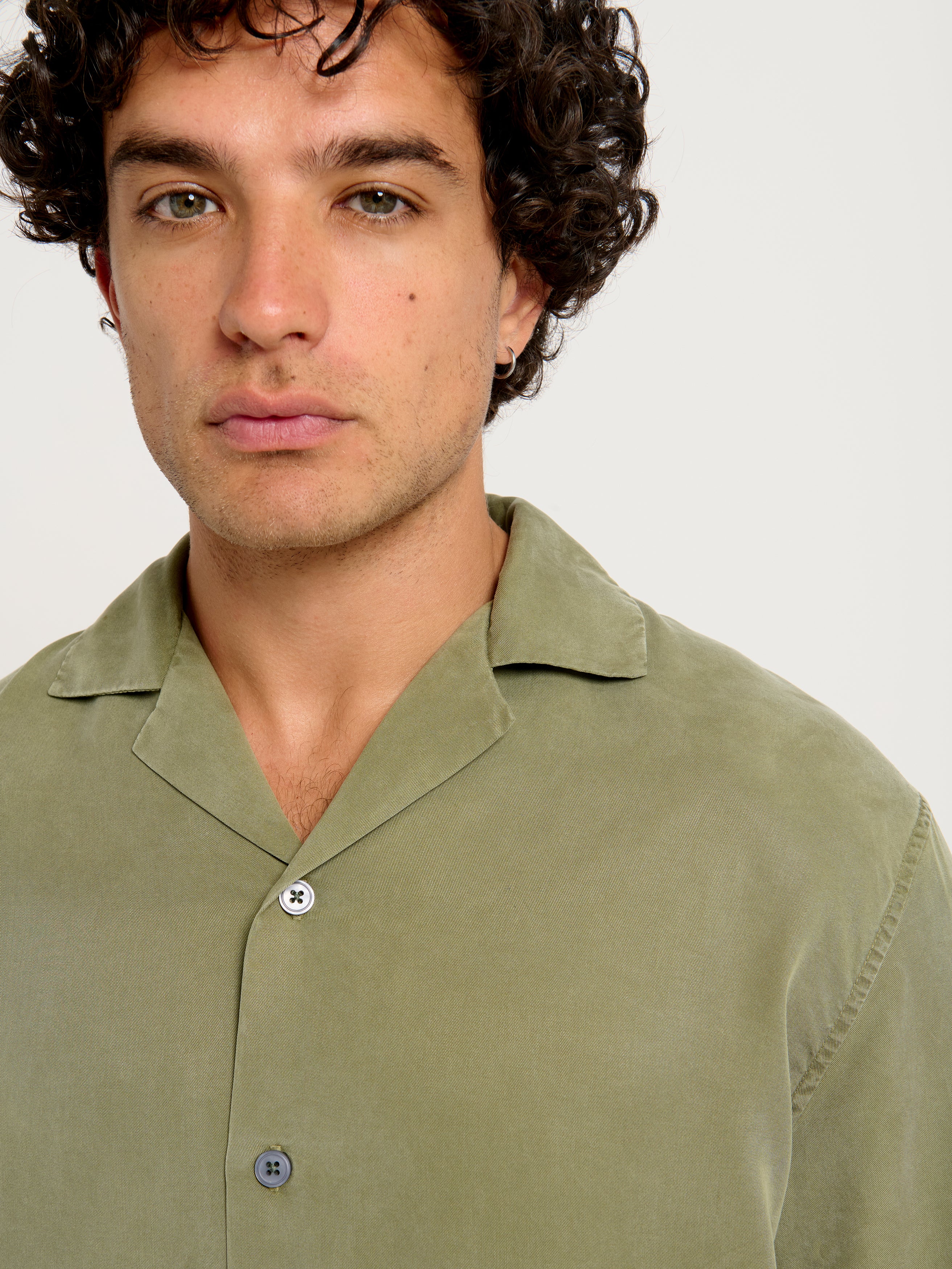 The Long Sleeve Cuban Collar Shirt || Washed Khaki | Tencel™ Lyocell - Image 4