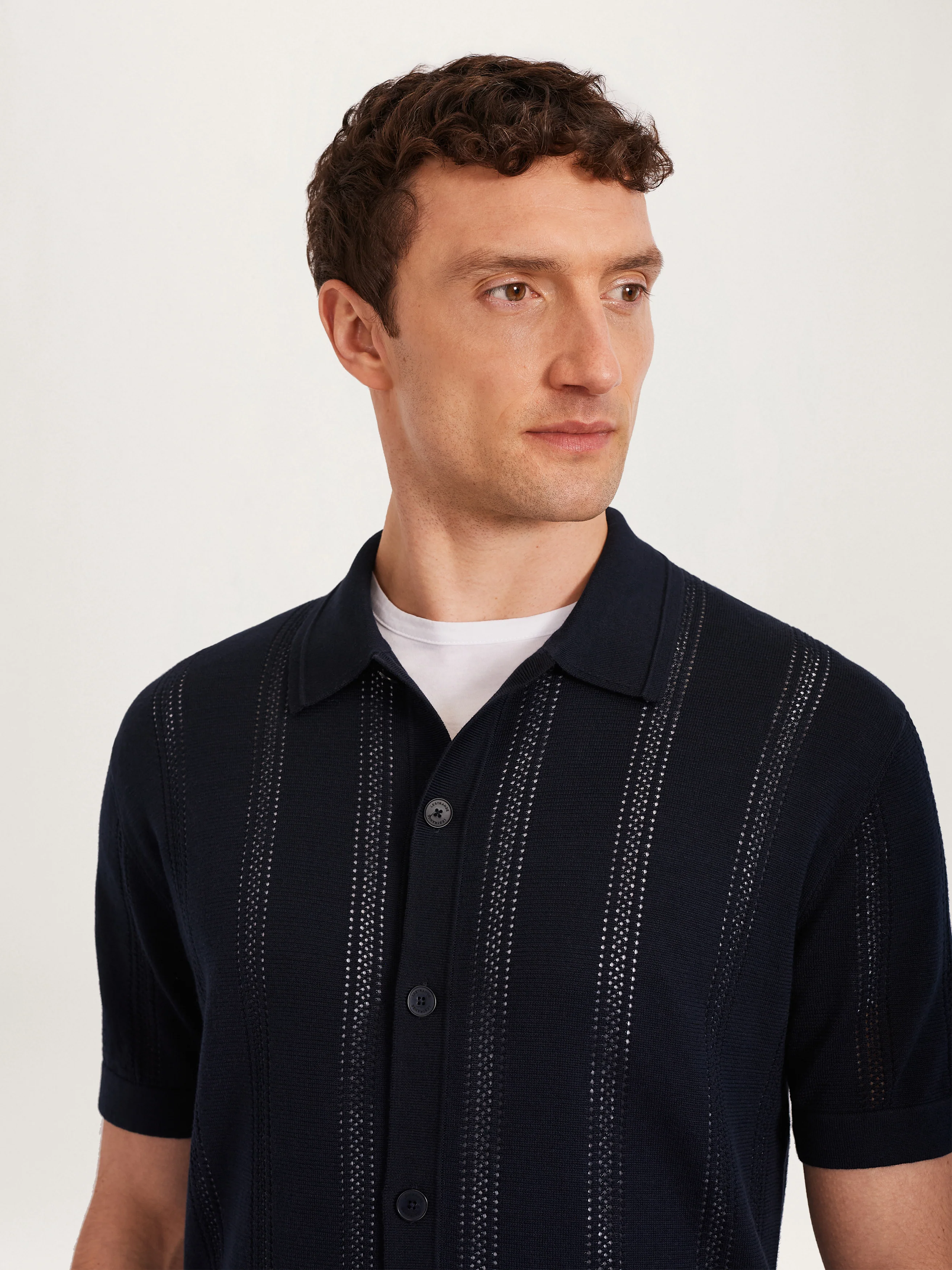The Pointelle Knit Shirt || Navy | Organic Cotton - Image 3