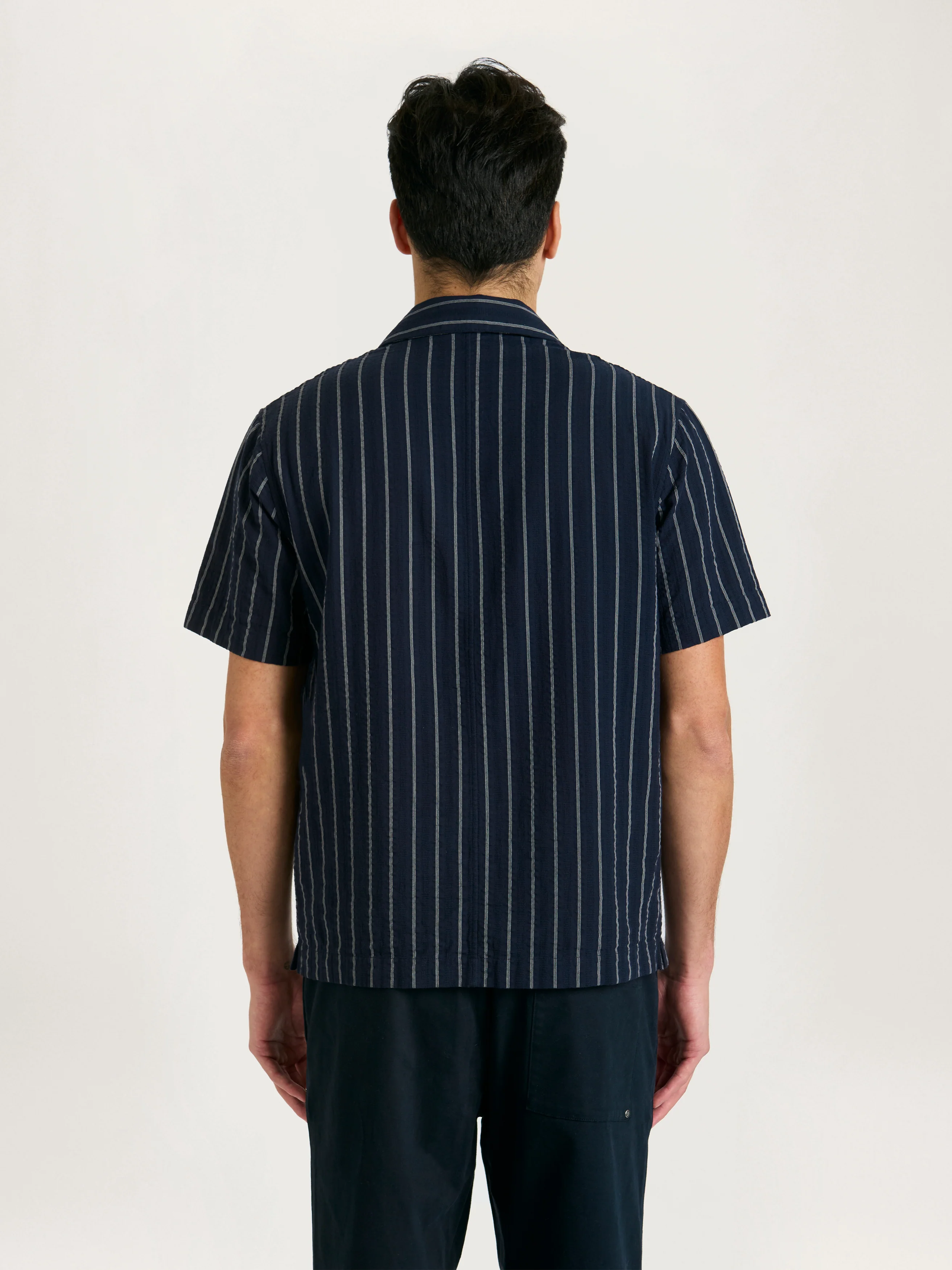 The Riviera Stripe Shirt || Navy | Cotton - Image 3
