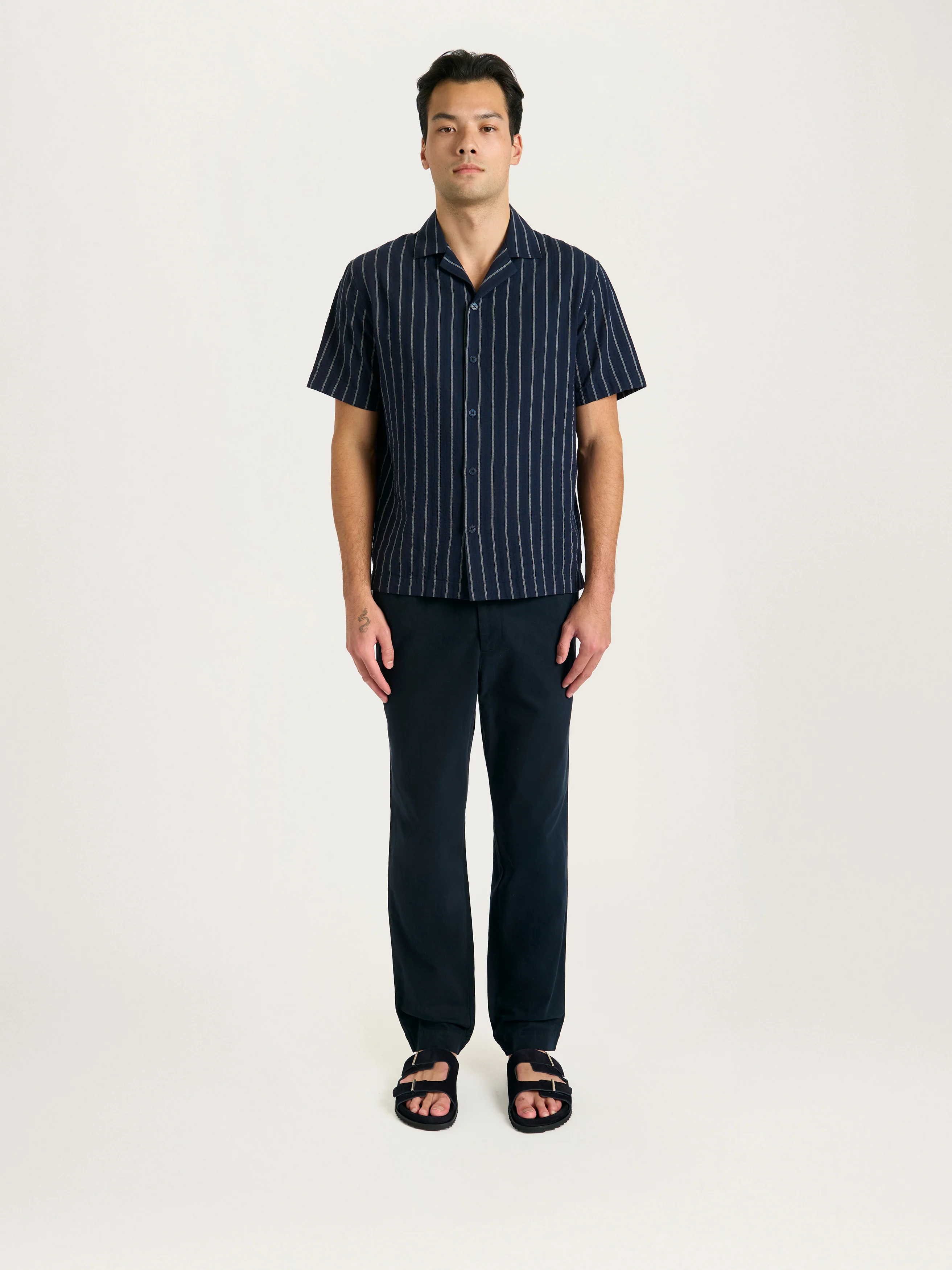 The Riviera Stripe Shirt || Navy | Cotton - Image 5