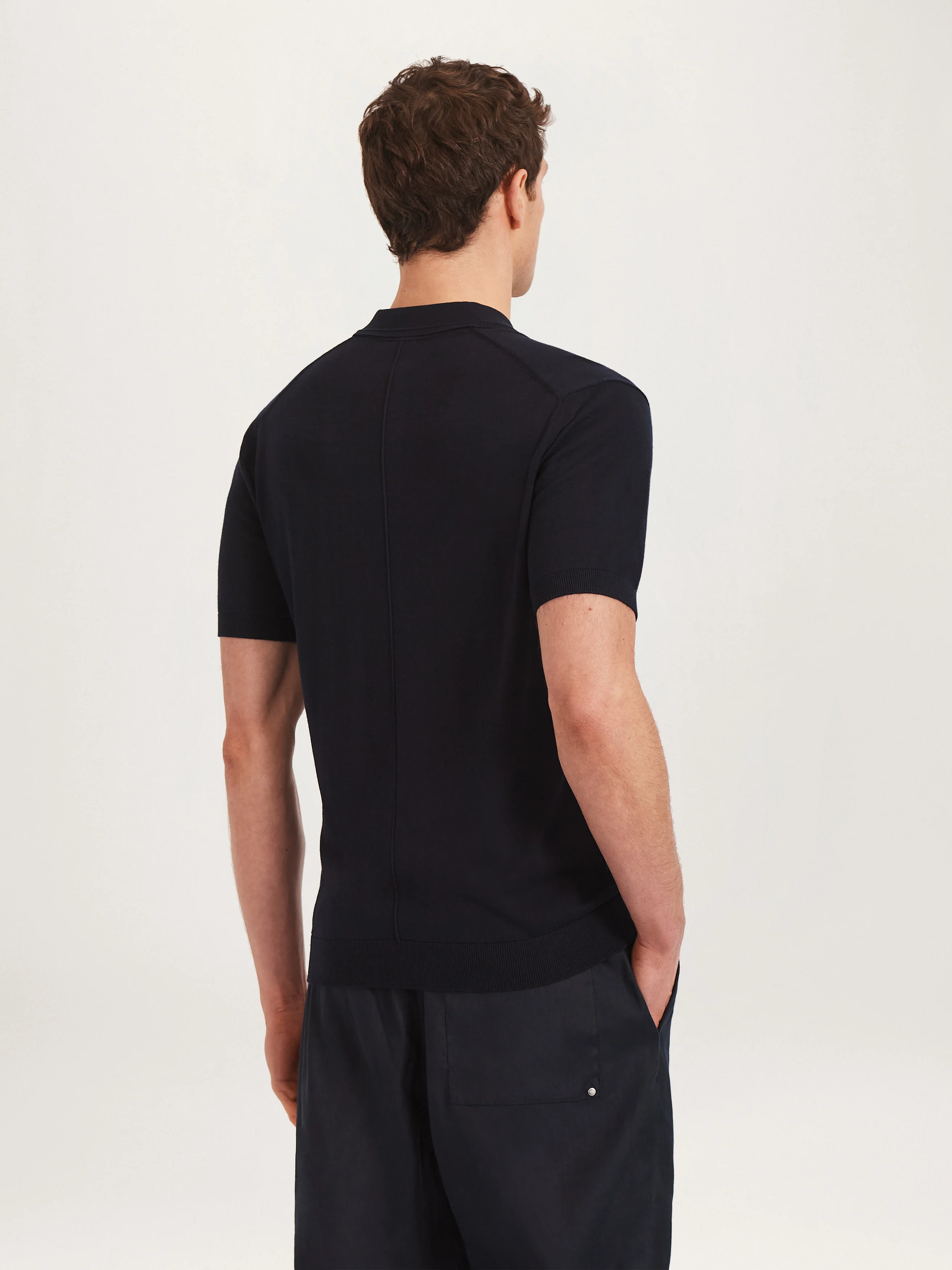 The Silk Polo || Navy | Silk & Cotton - Image 4
