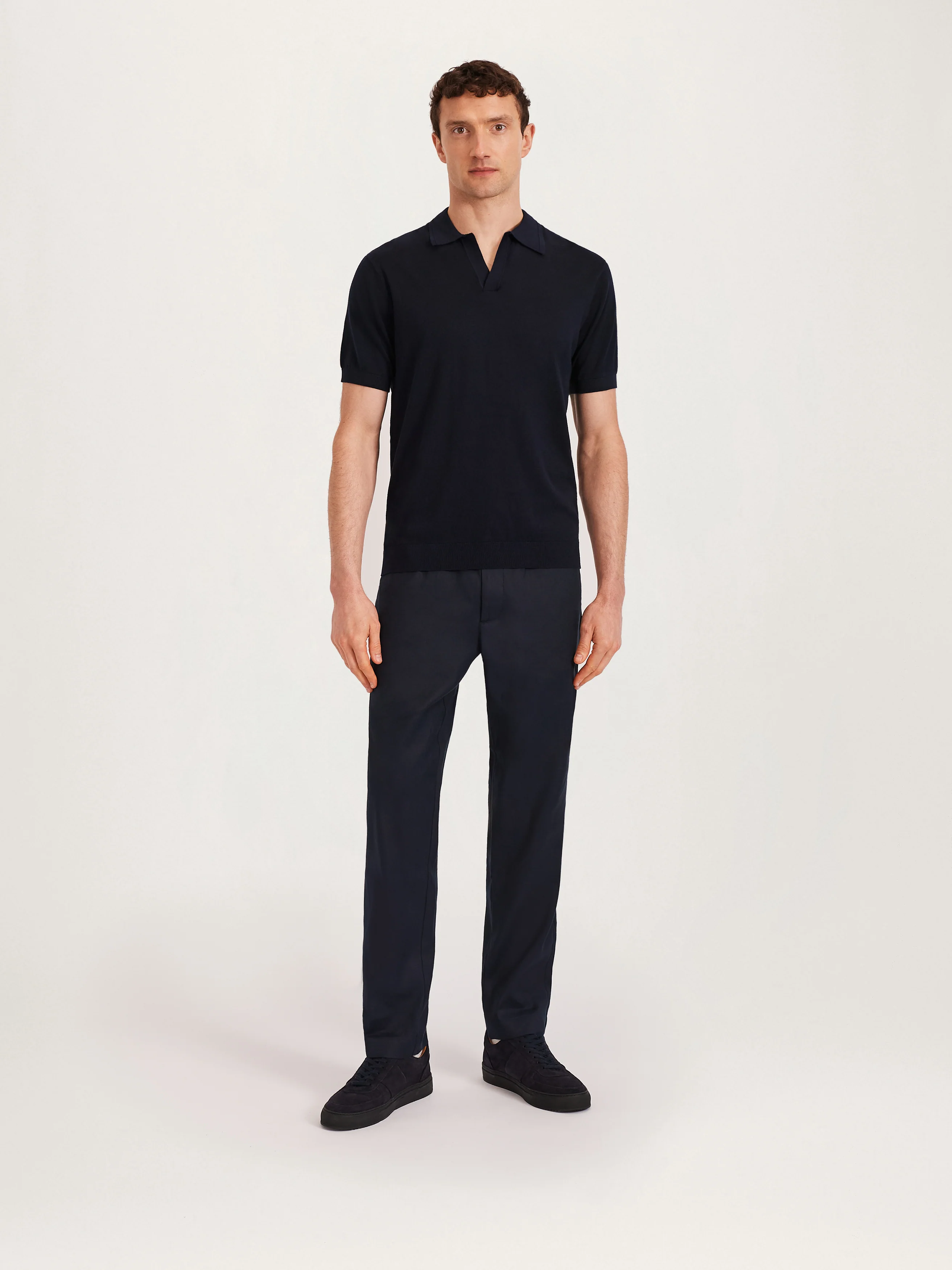 The Silk Polo || Navy | Silk & Cotton - Image 5