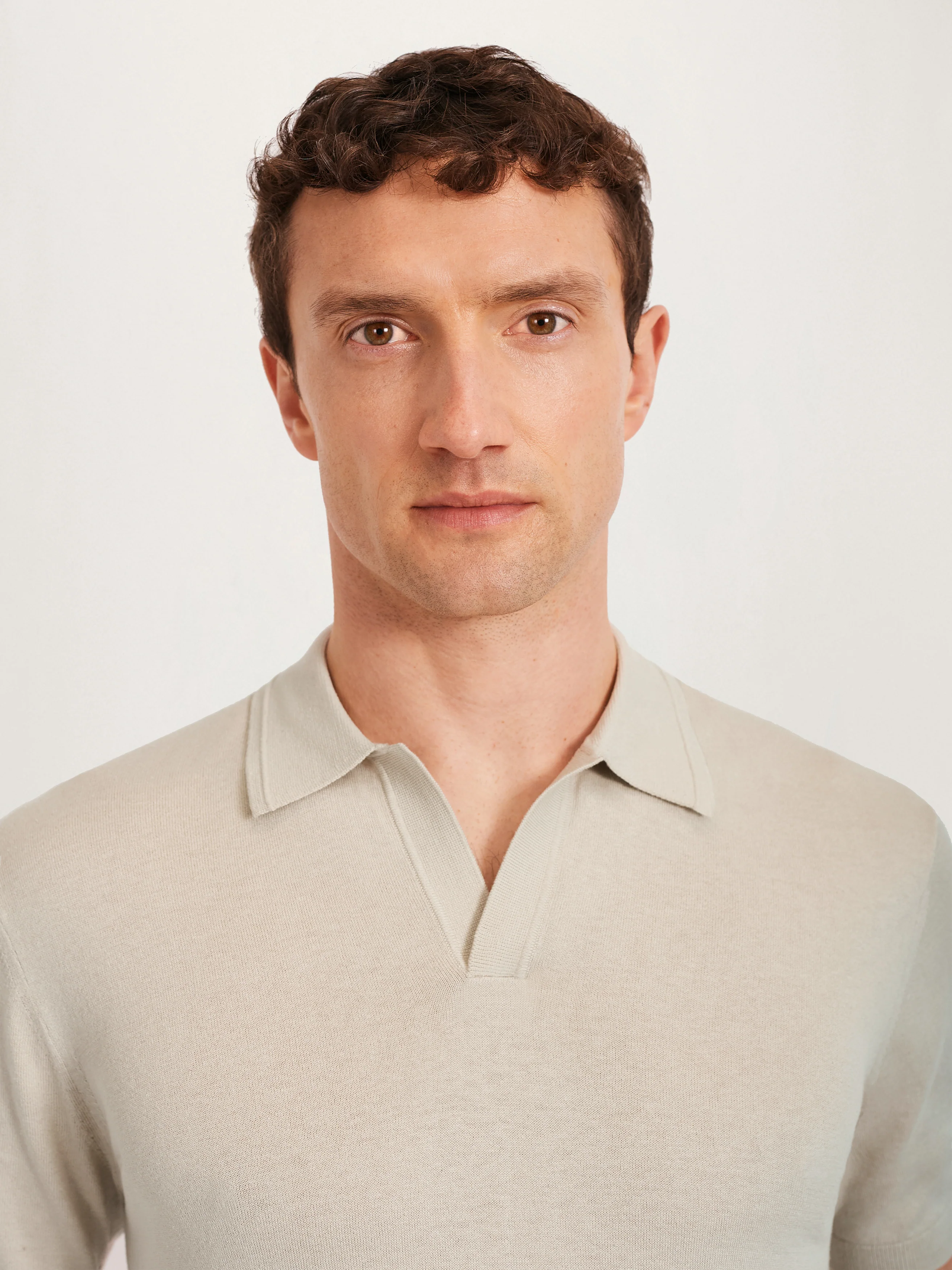 The Silk Polo || Taupe | Silk & Cotton - Image 4