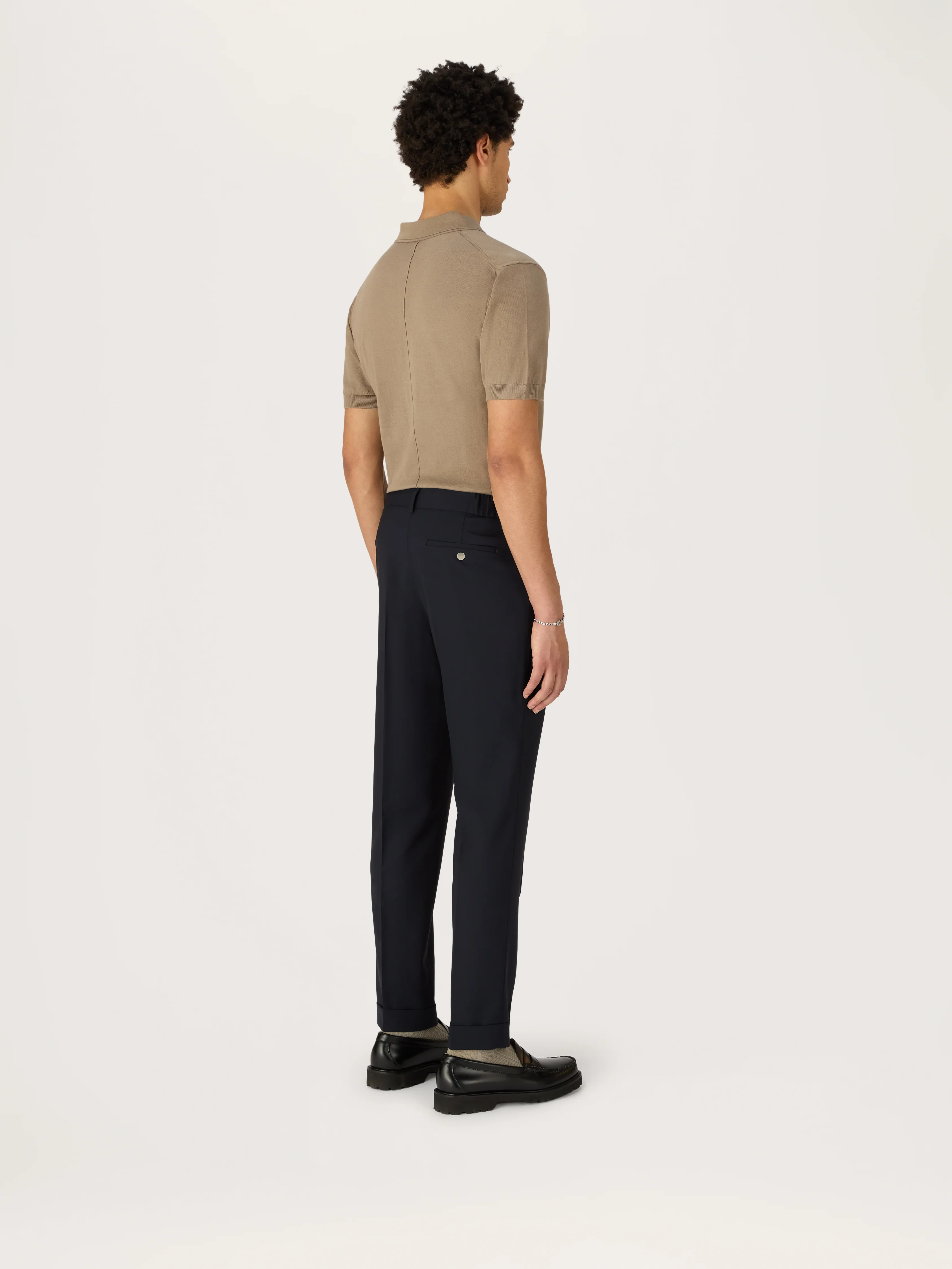 The Tropical Wool 24 Trouser Pleated || Navy | Tropical Wool - Image 3