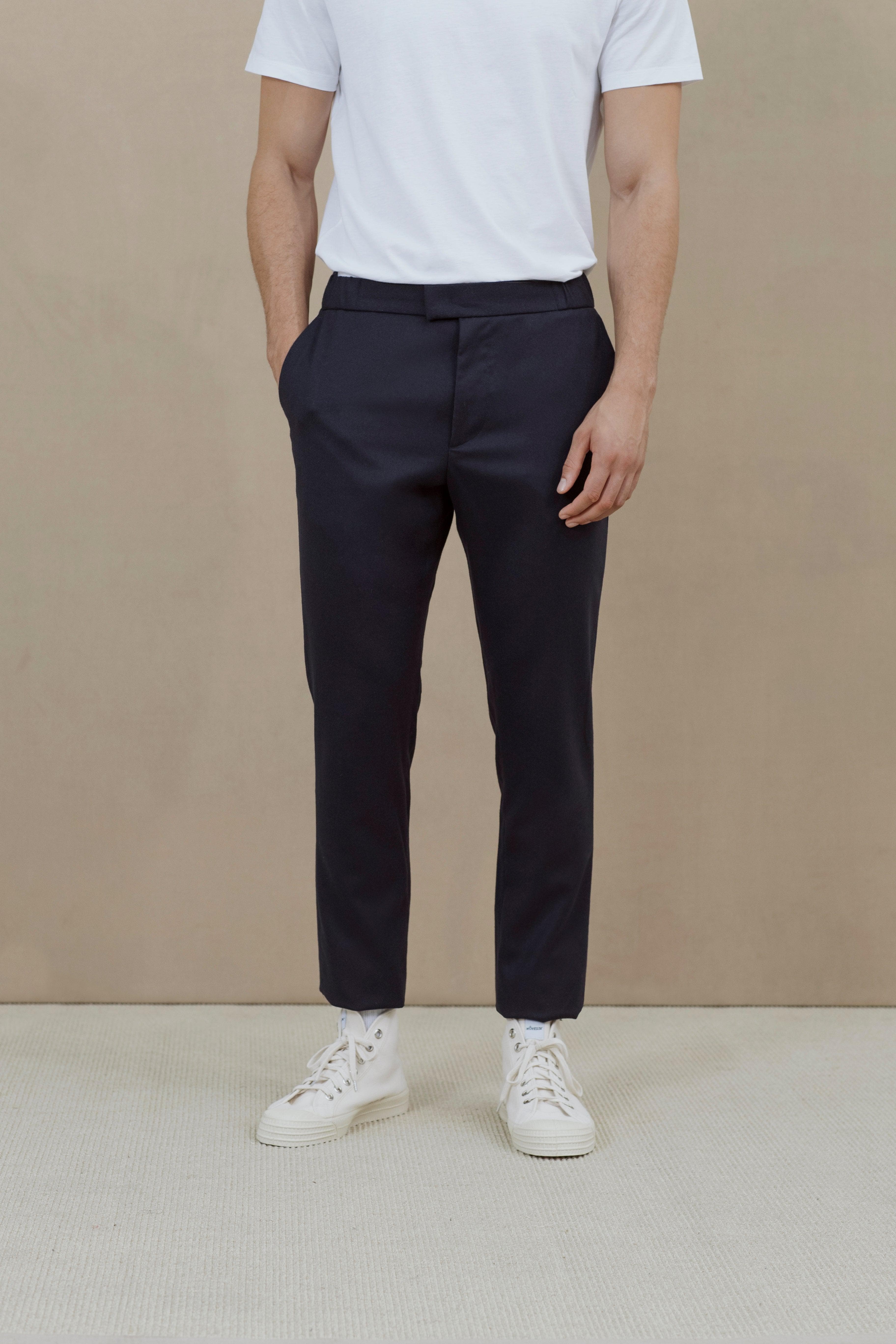 [V1] The 24 Trouser Wool || Navy | Wool Flannel - Image 6